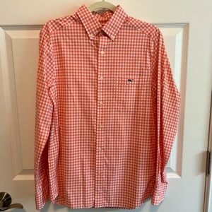 Vineyard Vines Orange and White Men’s Button Down Shirt